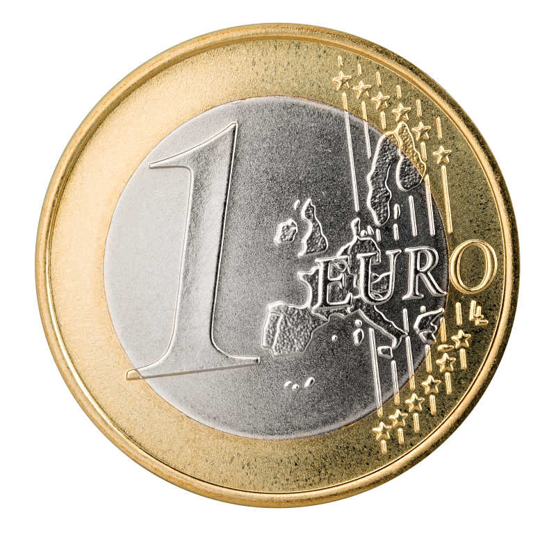 一个欧元硬币特写