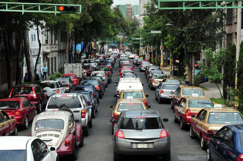 墨西哥城交通拥堵特写