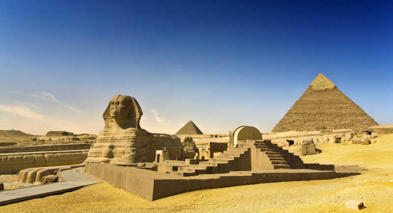 埃及金字塔和狮身人面像特写