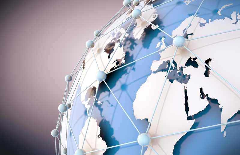 网络和互联网概念与全球世界地图