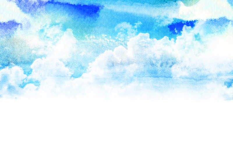天空白云水彩画