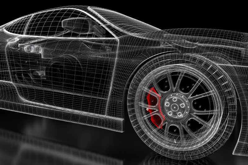 黑色背景汽车三维模型设计