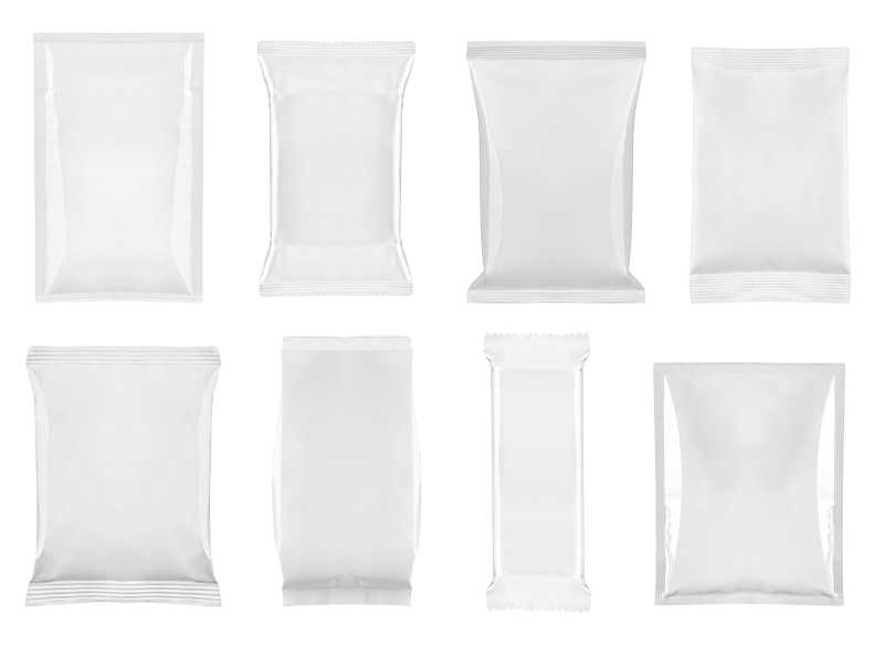 八种不同的白色包装袋