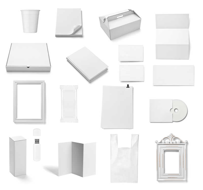 白色不同材料的包装盒