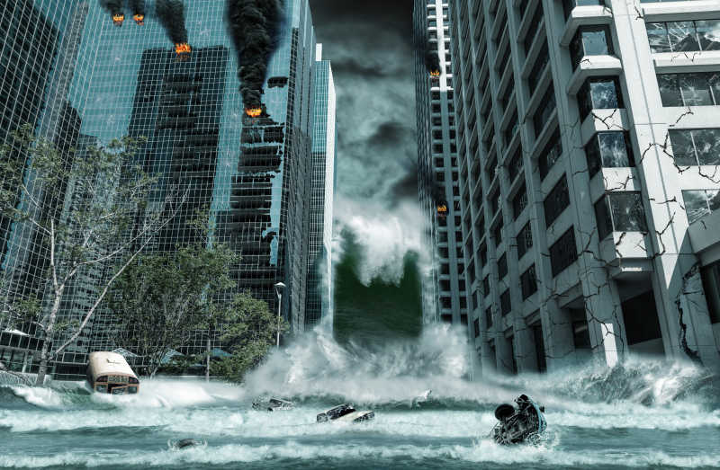 被海啸摧毁的城市