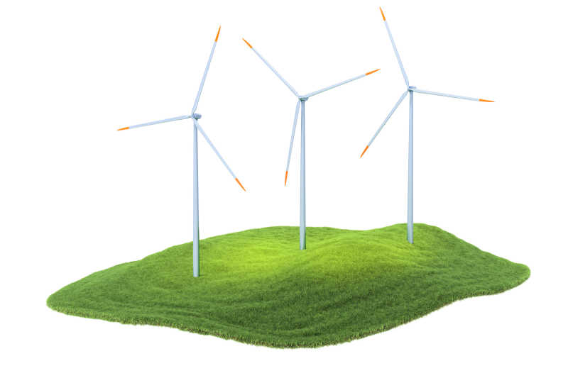 绿色草地与风力发电环保概念