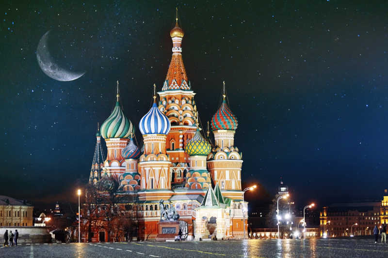 莫斯科圣瓦西里大教堂夜景