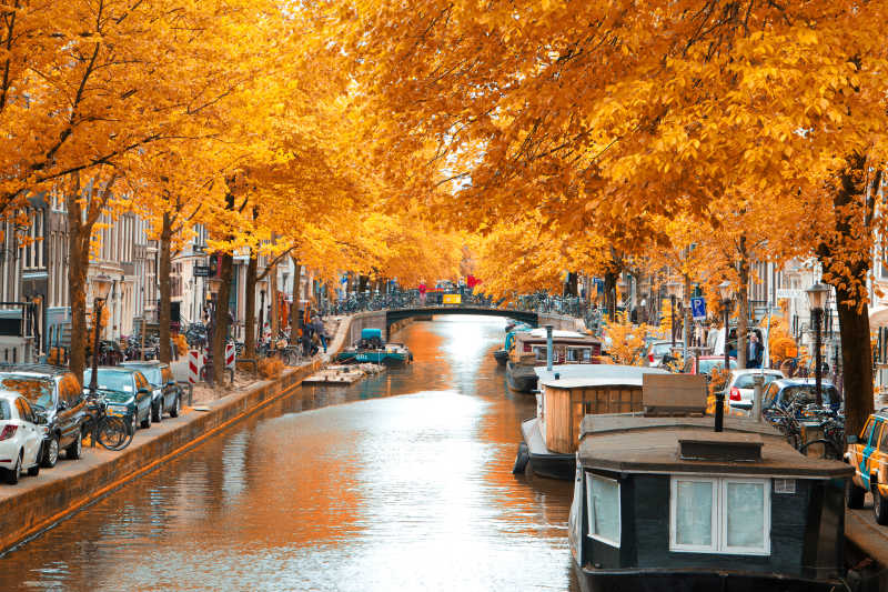 秋季城市水路
