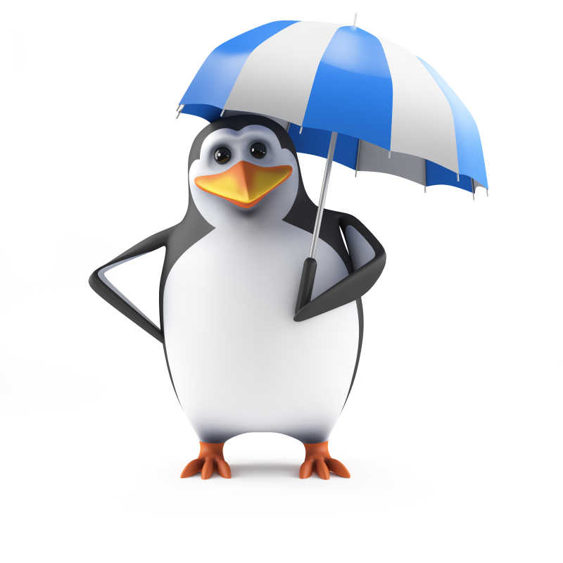 撑着雨伞的卡通企鹅