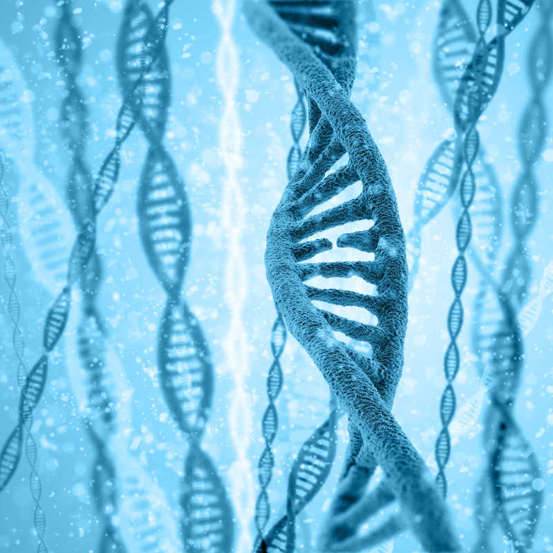 蓝色的DNA分子链