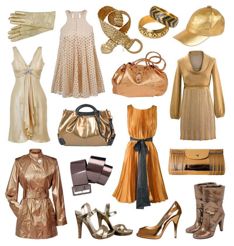 金色女士服装与时尚配件