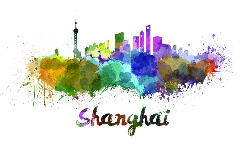 上海的城市水彩画