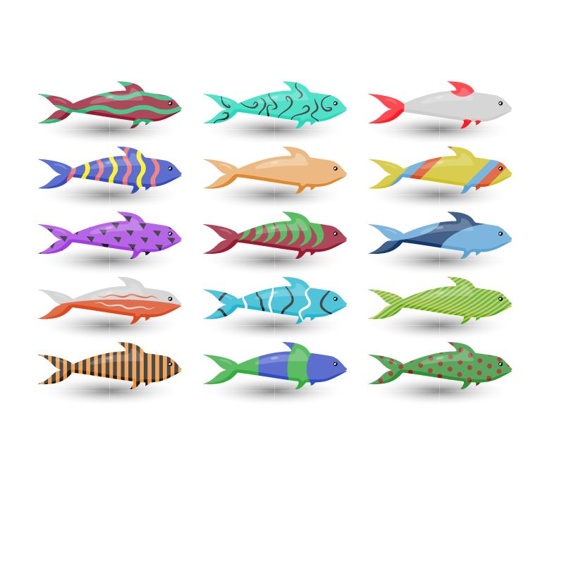 矢量的彩色热带鱼