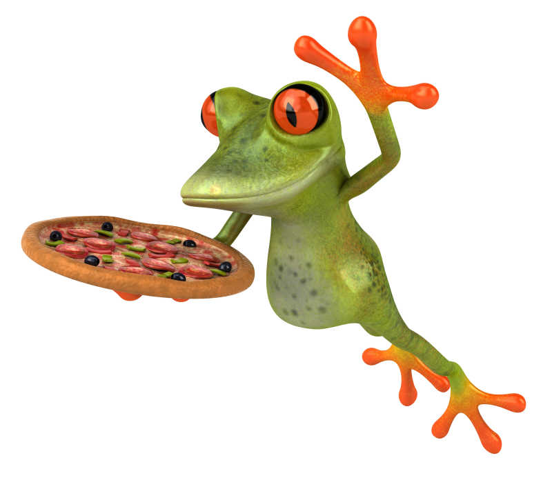 端着披萨跳跃的青蛙