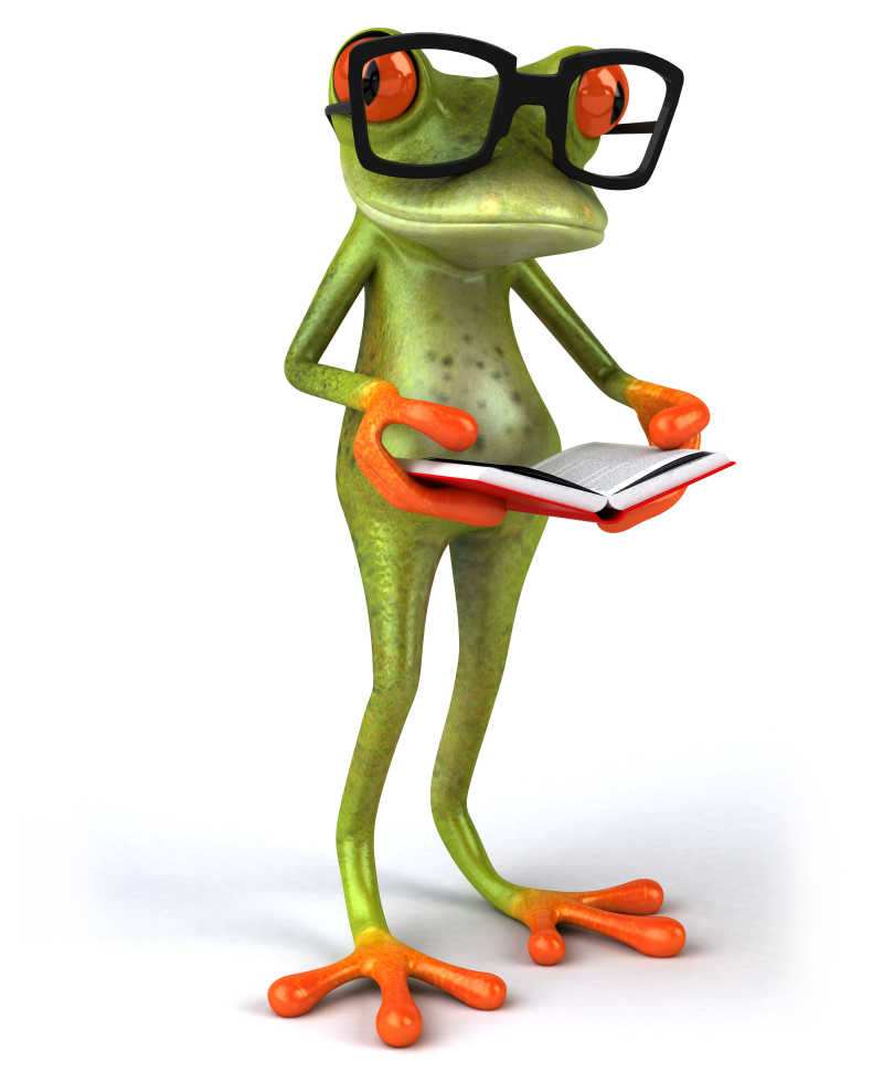 戴眼镜看书的青蛙