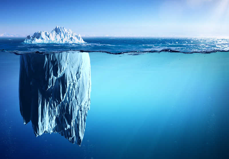 冰山水上水下对比图