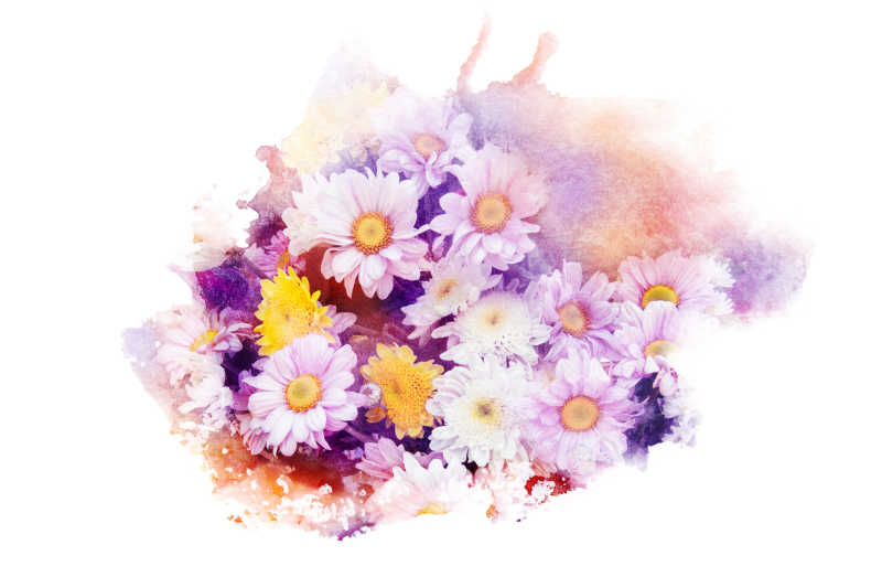 色彩温馨的水彩花卉