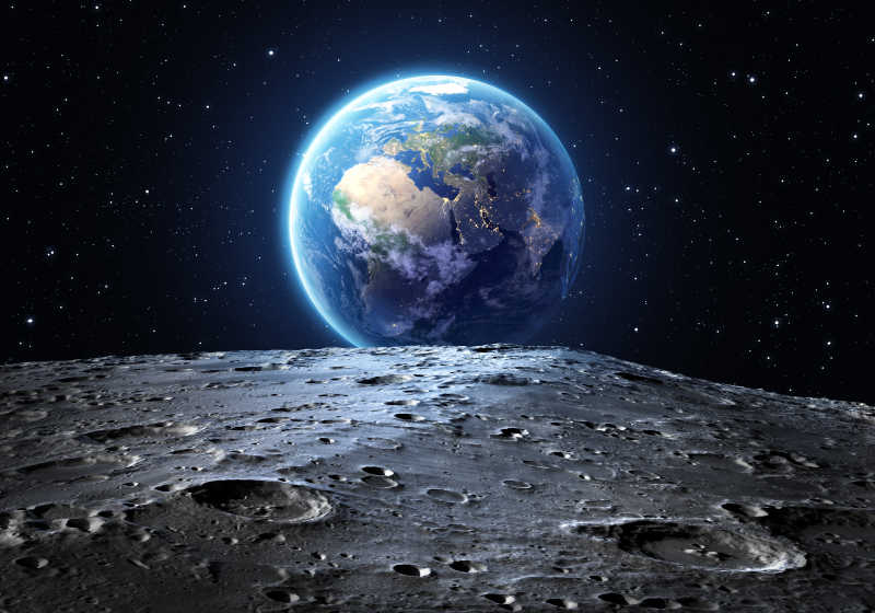 从月球表面看到的地球