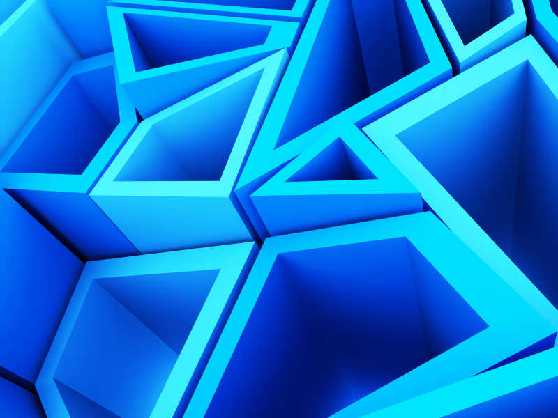 大量几何元素的蓝色抽象背景