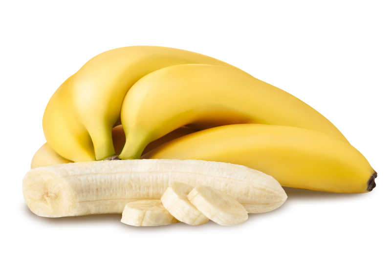白色背景上的新鲜香蕉