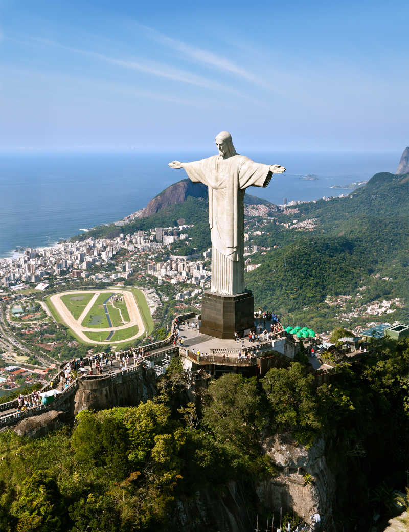 里约热内卢巴西基督救世主的鸟瞰图