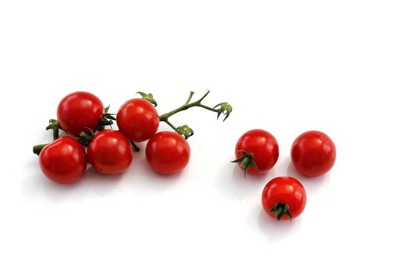 白色背景下新鲜的红色西红柿