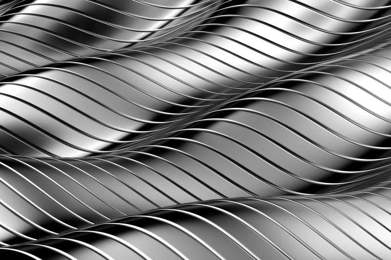银灰色的波浪形金属抽象背景