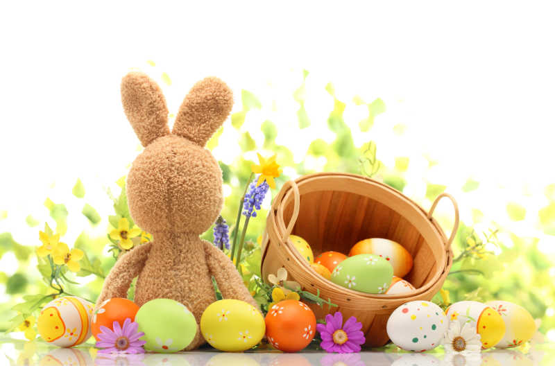 黄色的小兔子和复活节彩蛋