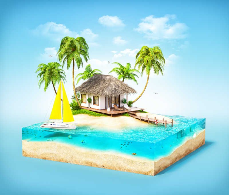 热带岛屿美景模型