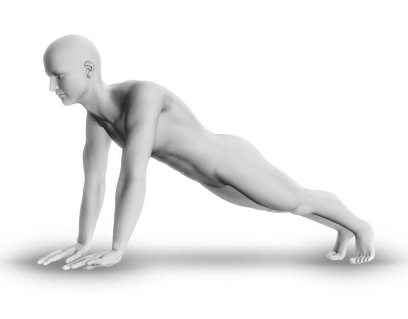 白色背景下模拟男人瑜伽姿势3D模拟