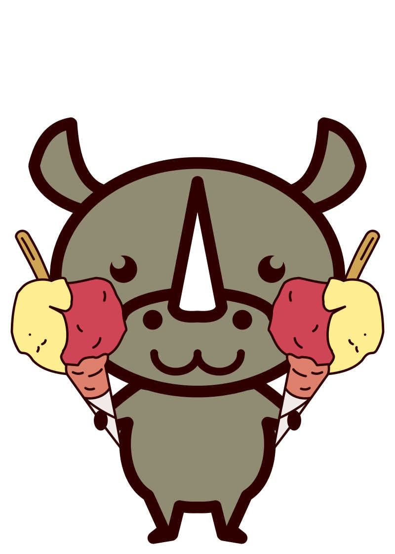 拿着冰淇淋的卡通犀牛冰淇淋