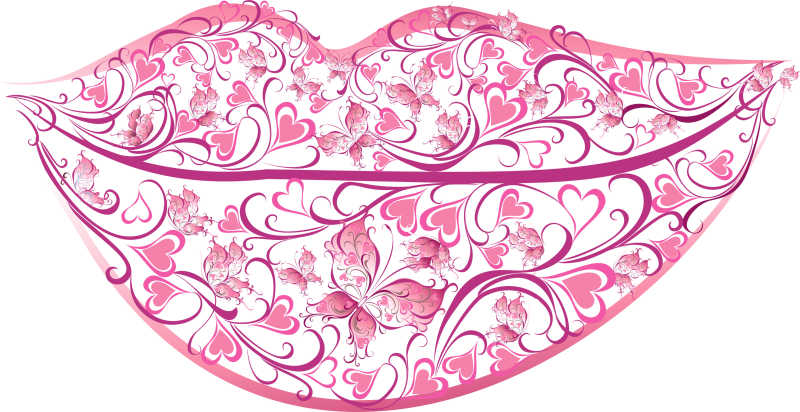 粉色心型图案拼成的女性嘴唇