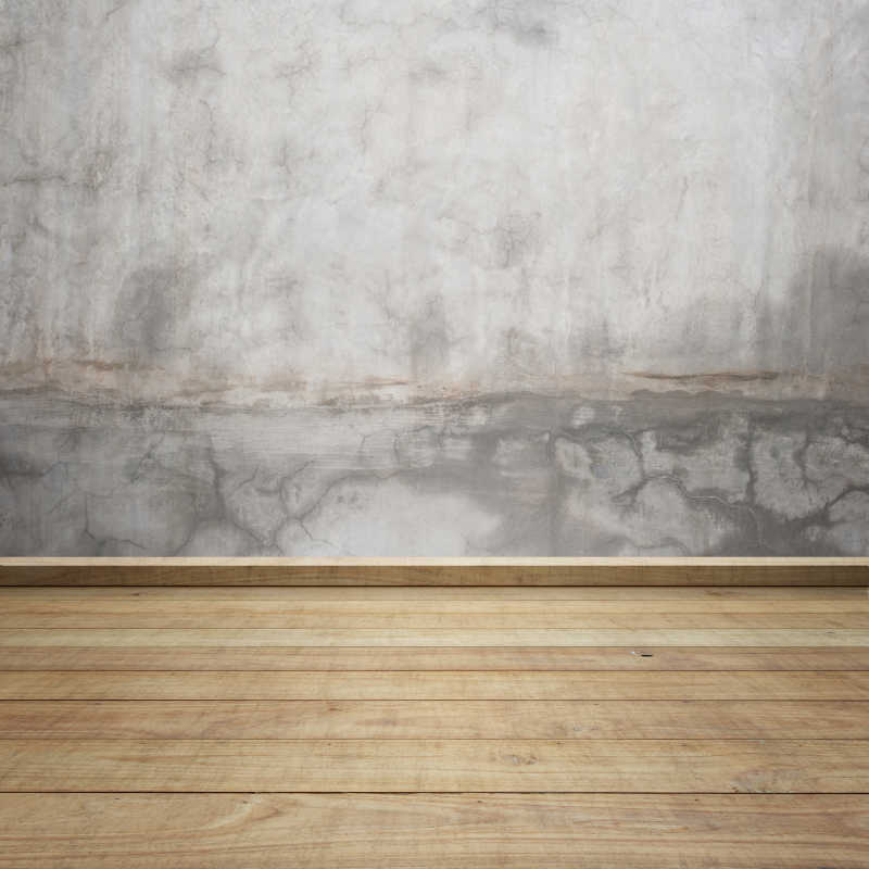 浅色的木地板和混泥土砖墙连接材质背景