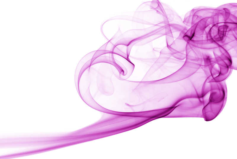 白色背景上的紫色烟雾