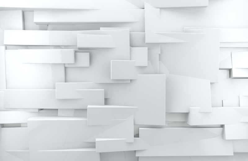 白色抽象的立方体建筑