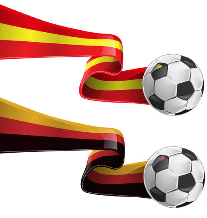 西班牙和德国的足球矢量概念