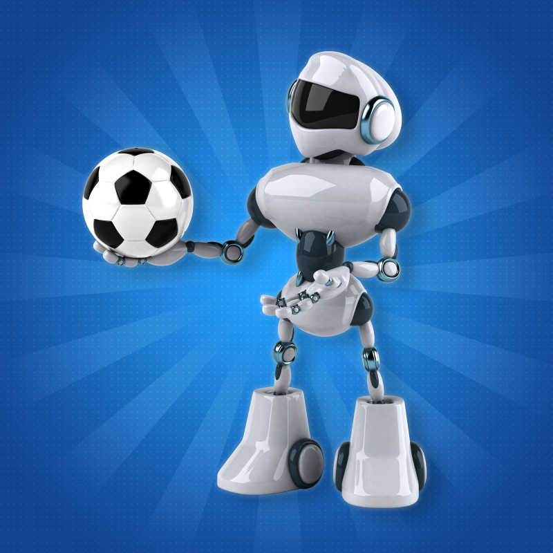 机器人拿着足球展示