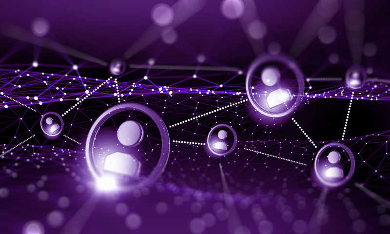 紫色网络中社交连线的模拟概念