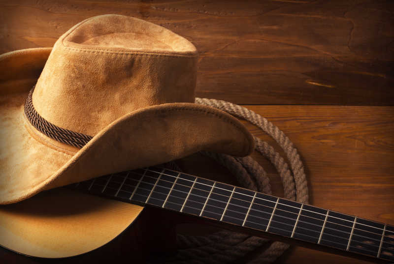 西部牛仔帽和吉他
