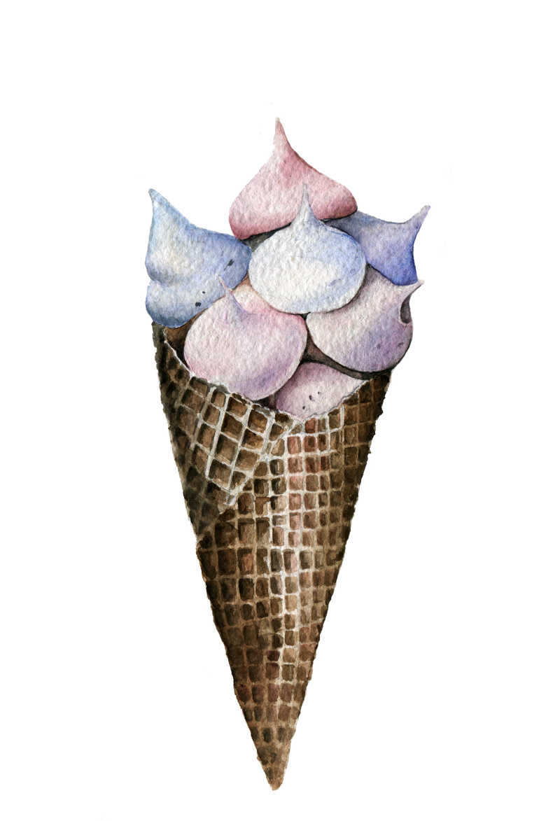 诱人的水彩画冰淇淋