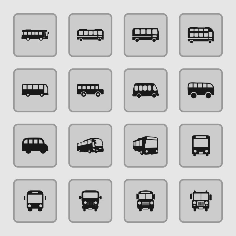 公交车辆汽车图标设计矢量图