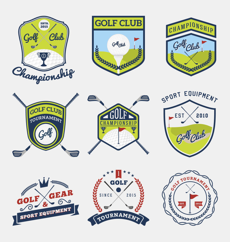 高尔夫运动矢量商标设计