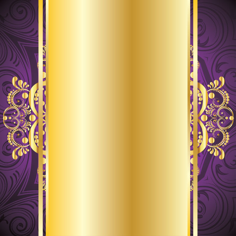 矢量的金色花纹紫色背景