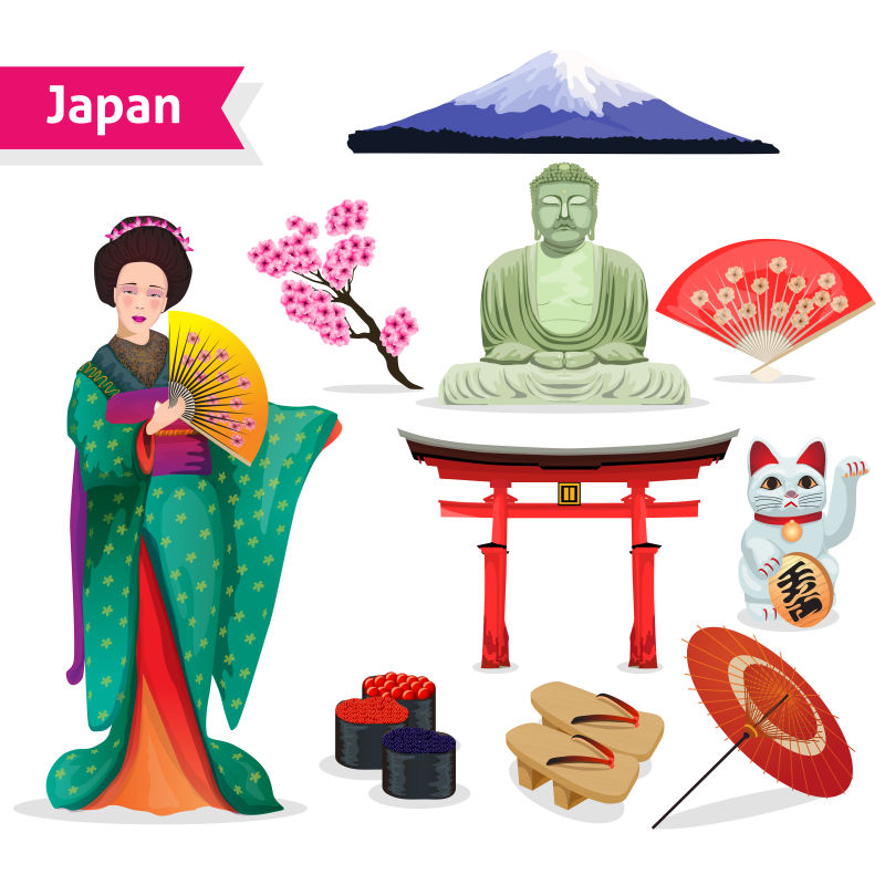 创意矢量日本传统宗教文化设计元素