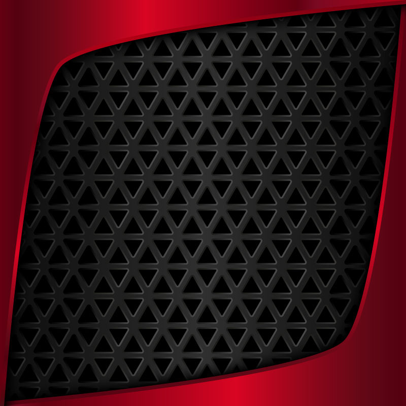 红色有黑色三角形图形的矢量金属背景