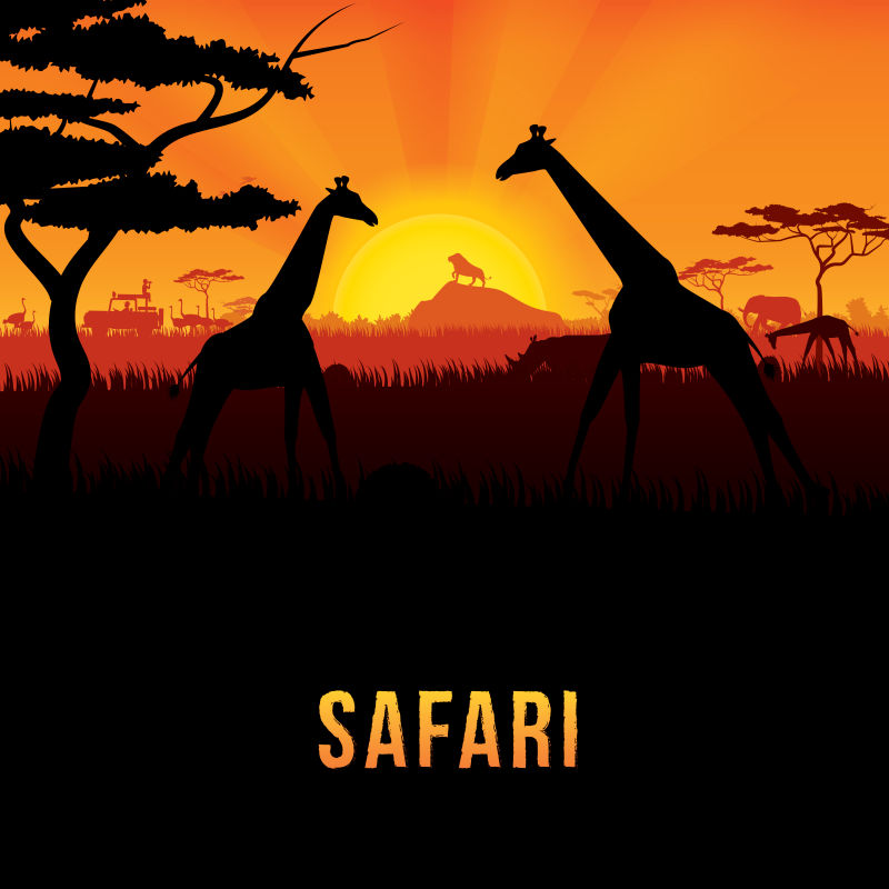 矢量狩猎概念的非洲景观