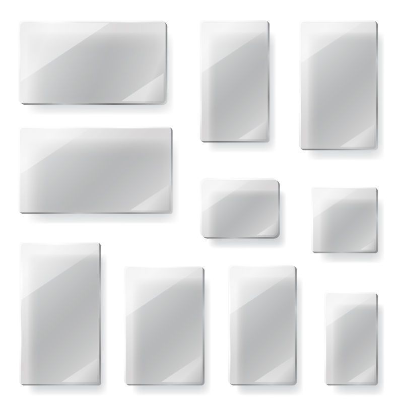 不同形状的透明玻璃板矢量设计元素