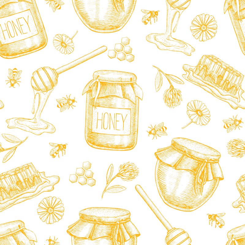 黄色矢量蜂蜜手绘插图背景