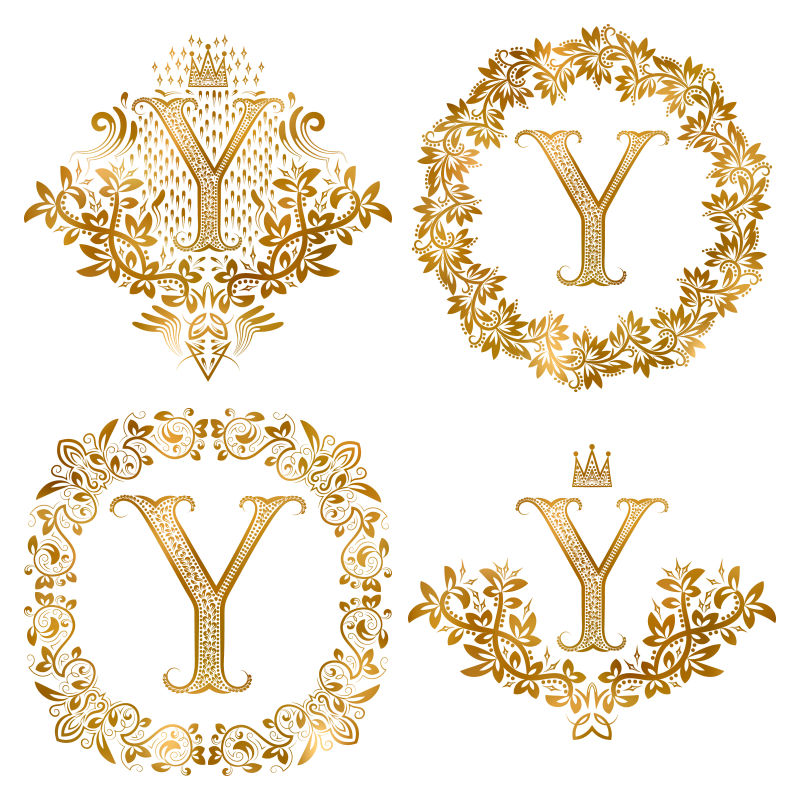 矢量金色装饰字母y设计元素