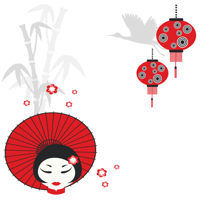 创意矢量日式传统插图